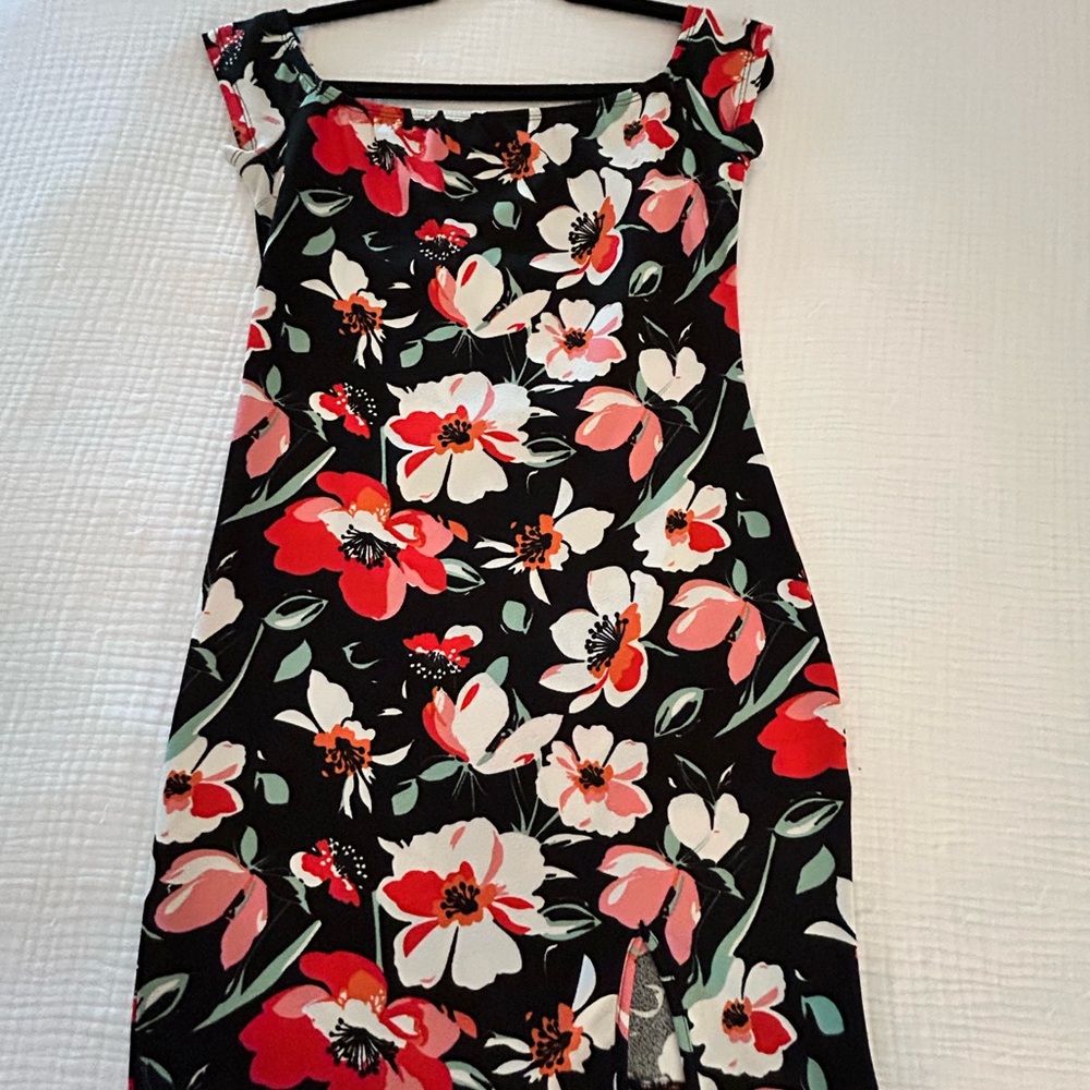 Floral Black and Red Women's Dress